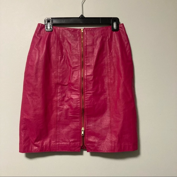 Vintage pink barbiecore leather zip skirt - Picture 1 of 5